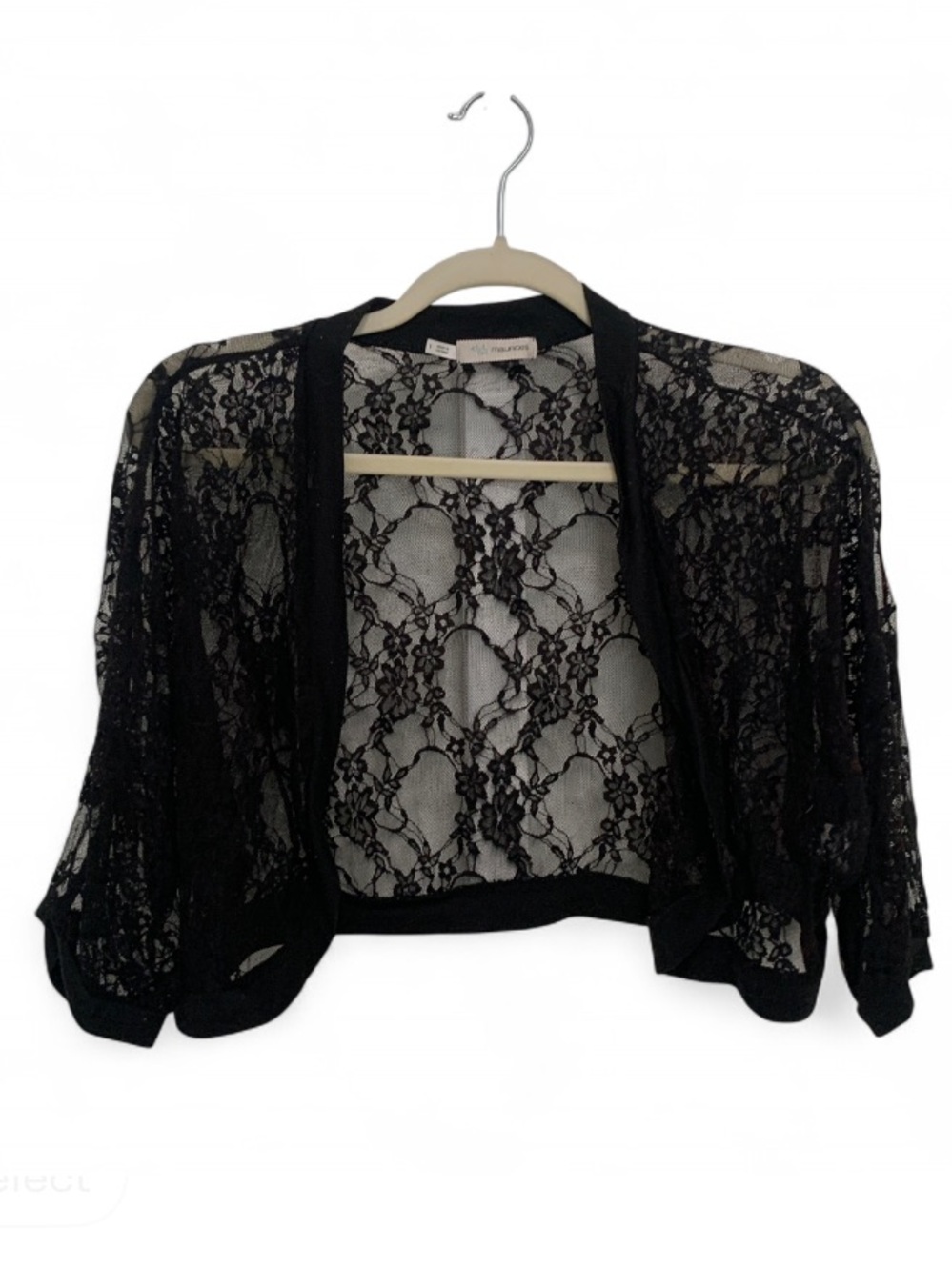 Maurices Black Sheer Lace Shrug Bolero